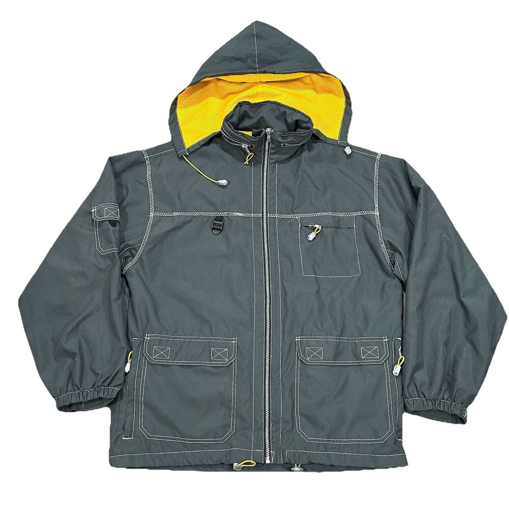Vintage Y2K Burnside Technical Jacket Hooded Sport Pockets Mens Size Medium